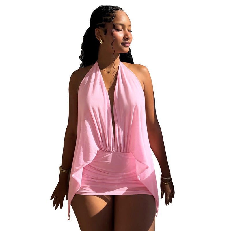 Damen Sommerliches Wickelkleid mit tiefem V-Ausschnitt und asymmetrischem Saum Echo Archiv