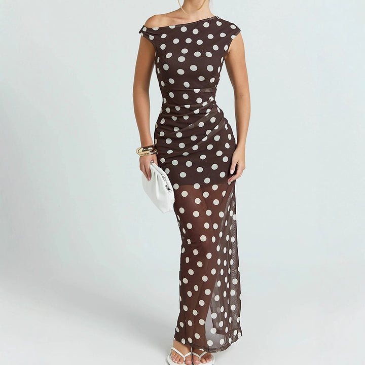 Damen Elegantes und transparentes Maxikleid mit Punkten Echo Archiv