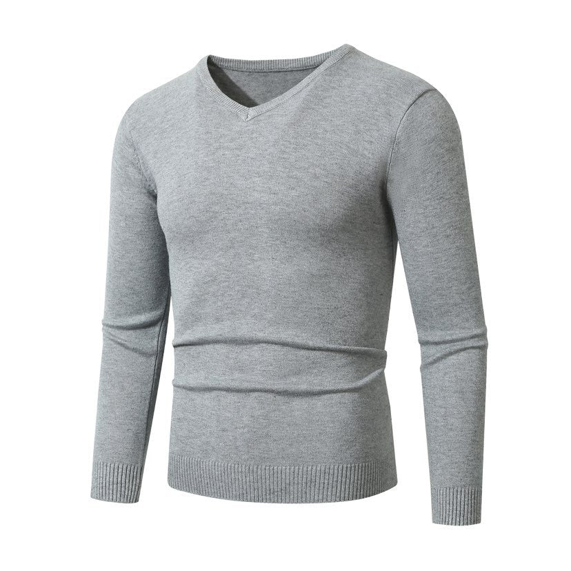 Herren Schmal geschnittener Feinstrick‑V‑Neck-Pullover mit Rippbund und atmungsaktiver Baumwollmischung Echo Archiv