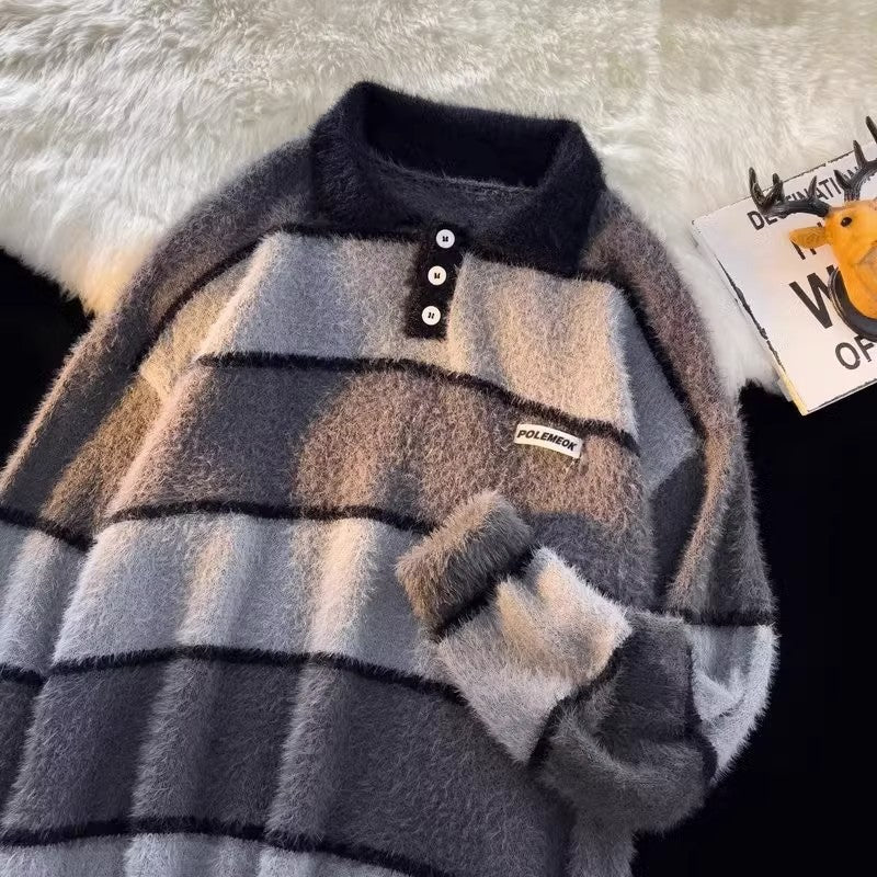Damen kuscheliger Strickpullover mit klassischem Polokragen Echoarchiv