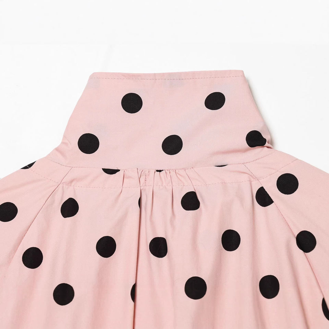 Damen Cropped-Übergangsjacke im Polka‑Dot‑Design mit kastiger Silhouette und Kapuze Echoarchiv