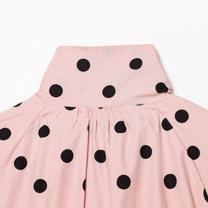 Damen Cropped-Übergangsjacke im Polka‑Dot‑Design mit kastiger Silhouette und Kapuze Echoarchiv