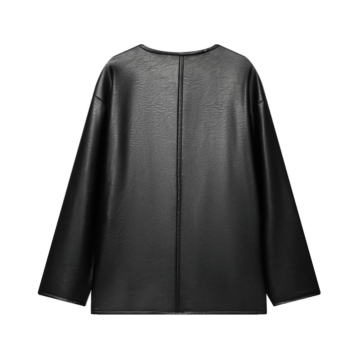 Damen nan Oversized Kunstlederjacke mit Knebelverschlüssen und aufgesetzten Pattentaschen Echo Archiv