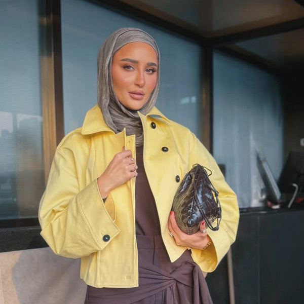 Damen Leichter Regen-Trench mit Doppelreiher, kastiger Oversize-Silhouette und Hemdkragen Echoarchiv