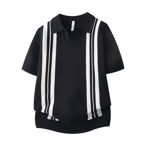 Herrenmode Poloshirt mit kurzen Ärmeln und sportlichen Streifen Echo Archive