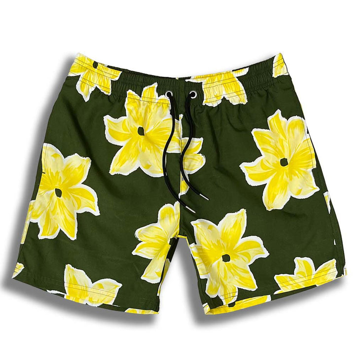 Herren Badeshorts mit hochwertigem Blumendesign und flexiblem Kordelzug Echoarchiv
