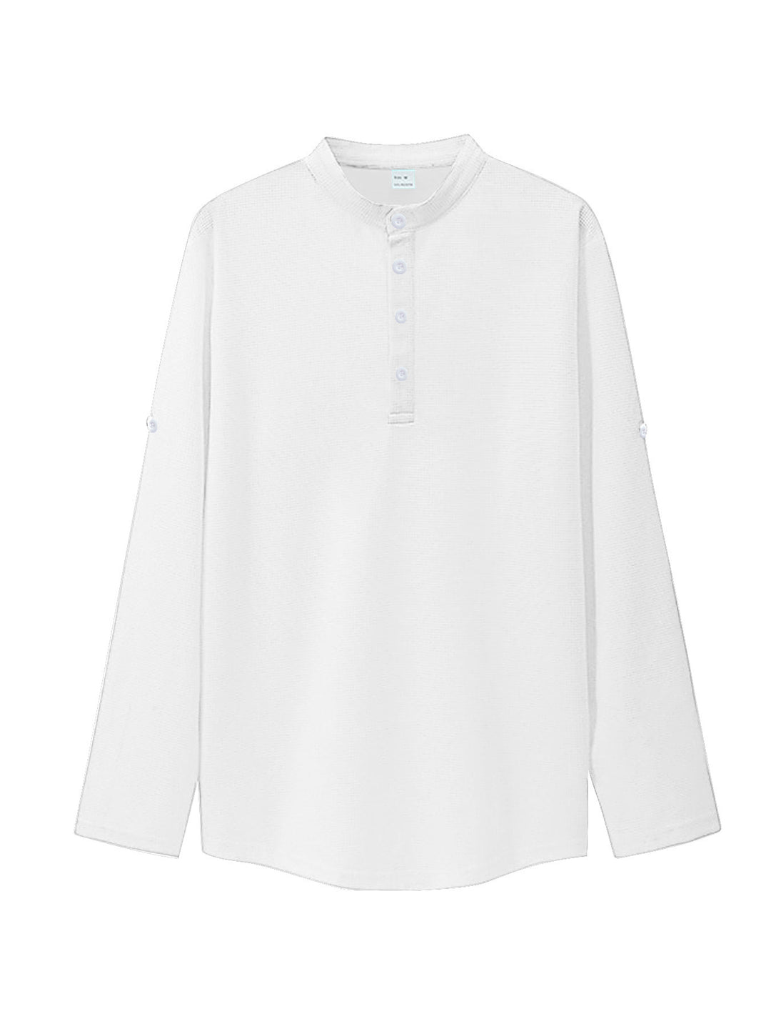 Damen nan oversized Langarm-Henley mit Stehkragen Waffelstruktur und Ärmelsicherung Echo Archiv