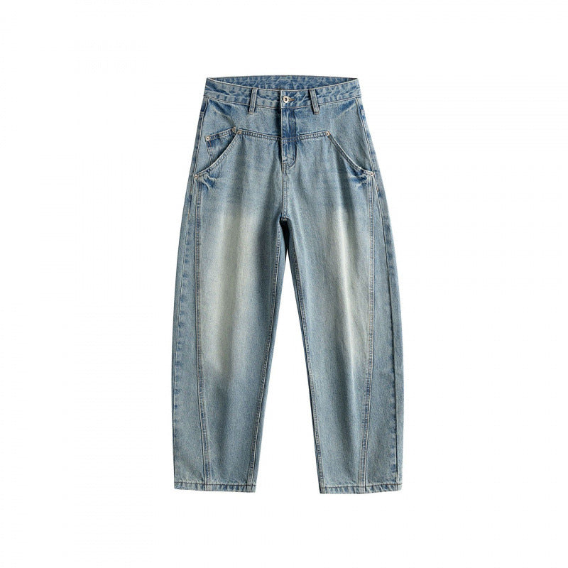 Damen High‑Waist Baggy‑Jeans mit vorgeformten Eingrifftaschen und heller Used‑Waschung Echo Archiv