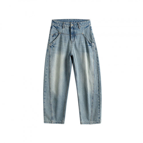 Damen High‑Waist Baggy‑Jeans mit vorgeformten Eingrifftaschen und heller Used‑Waschung Echo Archiv