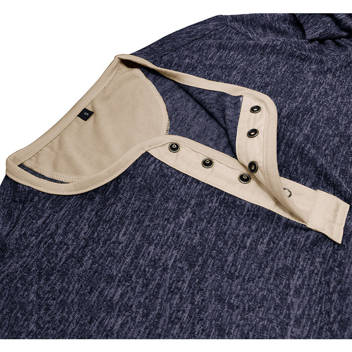 Herren Langarm-Henley-Shirt mit Knopfleiste Echoarchiv