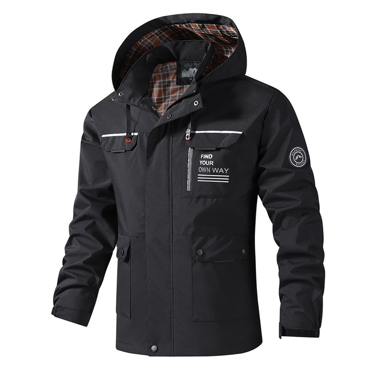 Herren Wasserfeste Outdoor-Jacke mit verstellbarer Kapuze