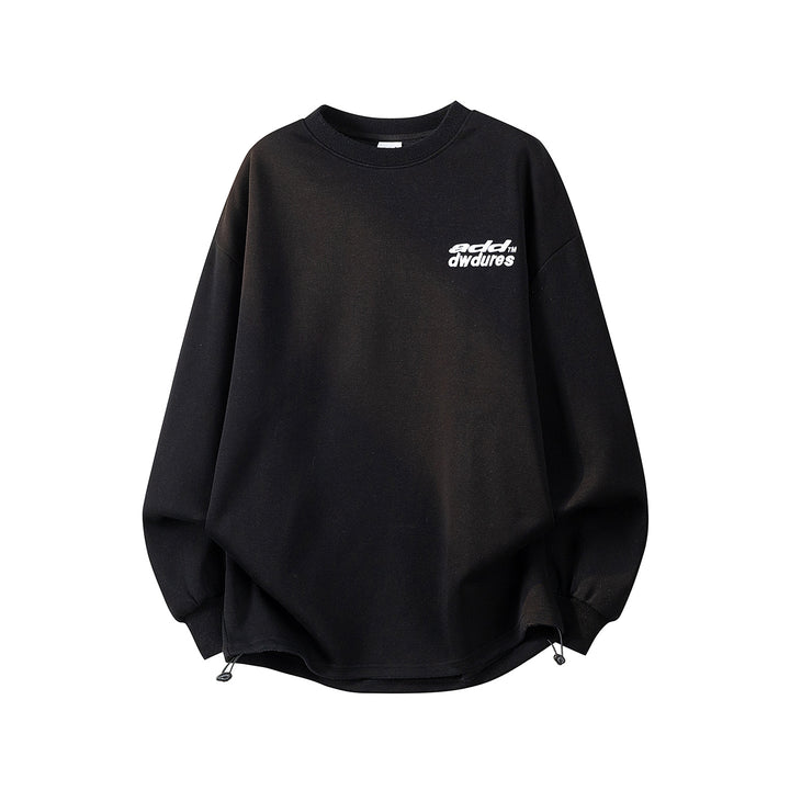 Damen Oversize-Sweatshirt mit gesticktem Schriftzug, abgerundetem Saum & überschnittener Schulter Echoarchiv