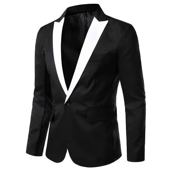 Herren eleganter Smoking-Blazer mit satinierter Kragenpartie Echoarchiv