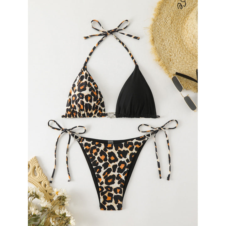 Damen Triangel-Bikini mit raffinierten Bindebändern und modischem Leopardenmuster Echo Archiv