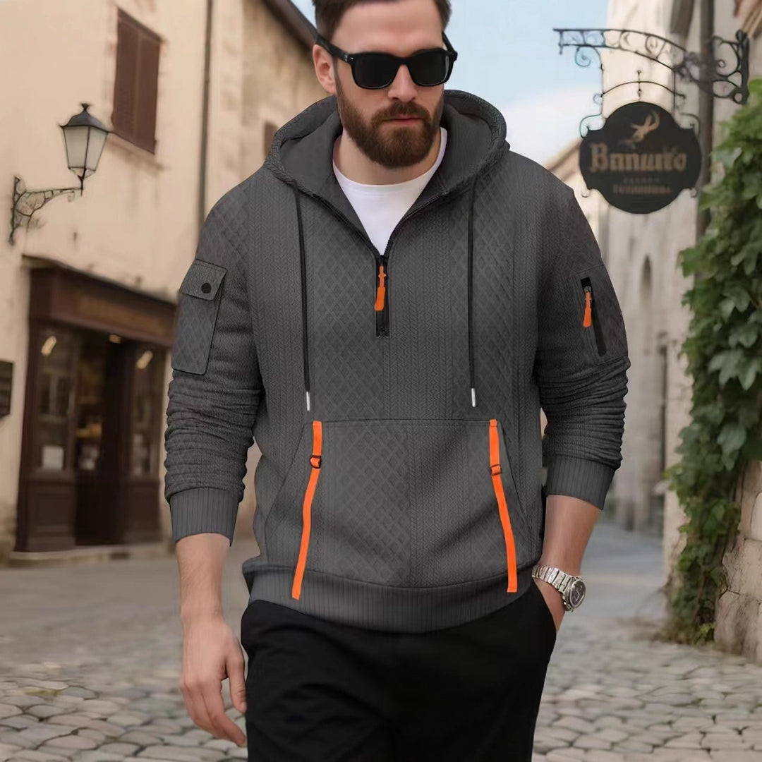 Herren stylischer Kapuzenpullover mit modernen Reißverschlusstaschen Echoarchiv
