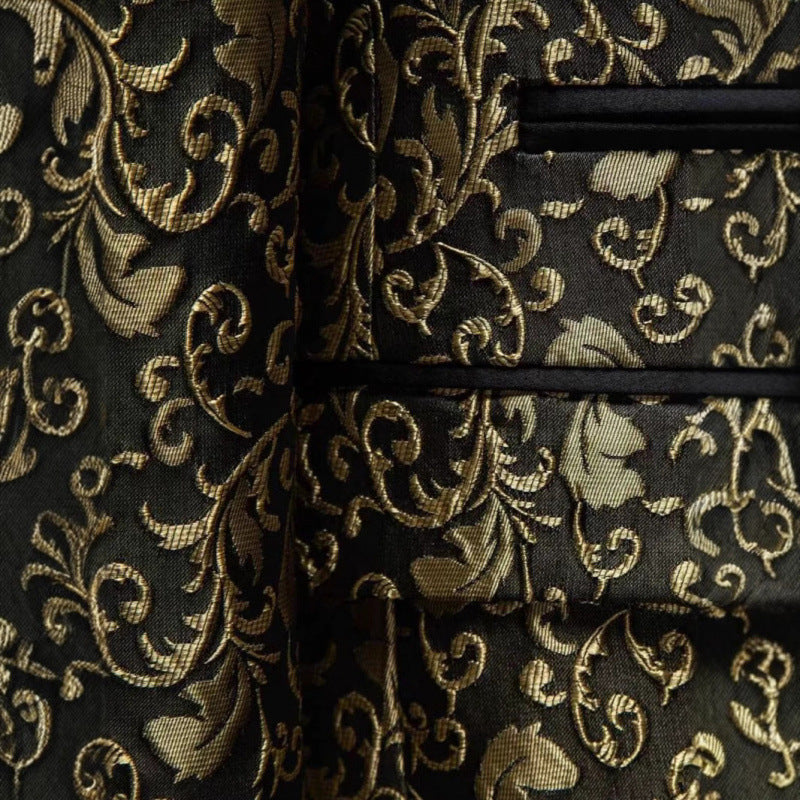 Herren luxuriöser Jacquard-Smoking mit elegantem Blumenmuster Echoarchiv