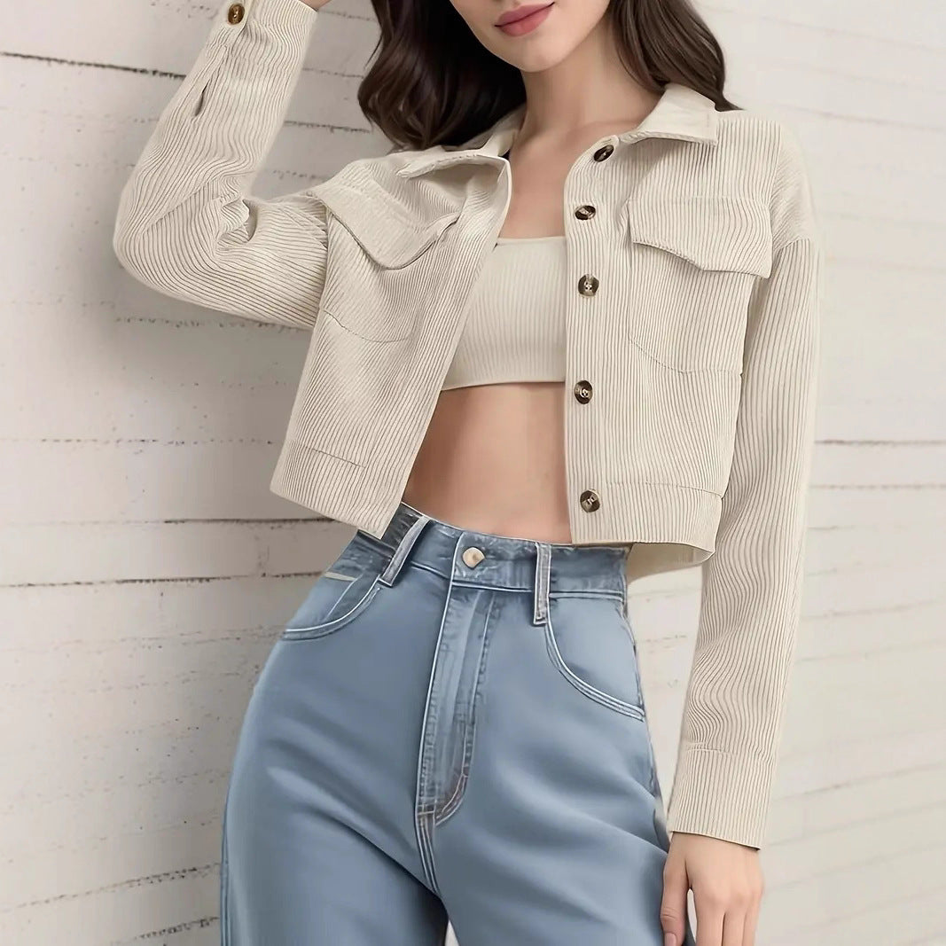 Damen Kurzarm-Cropped-Jeansjacke – Denévia