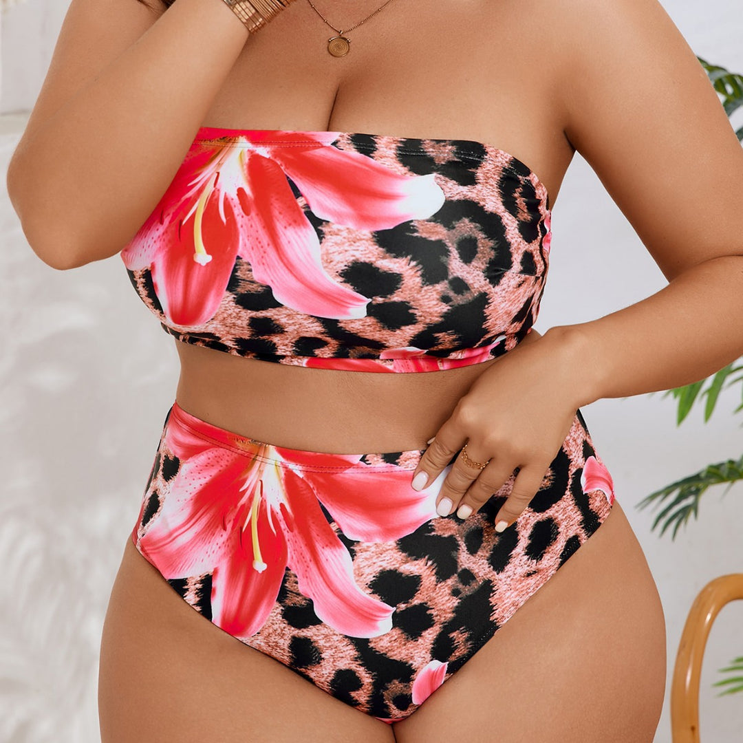 Damen Bandeau-Bikini mit floralem und tierischem Muster Echo Archiv