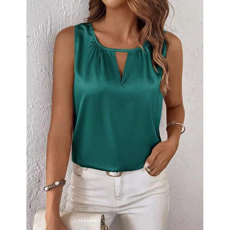 Damen Satin Bluse mit elegantem Schlitz Echo Archiv