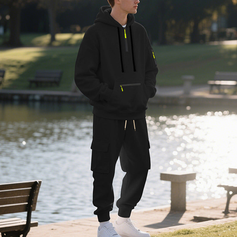 Herren sportliches Hoodie und Bundhose Set mit praktischen Taschen Echoarchiv