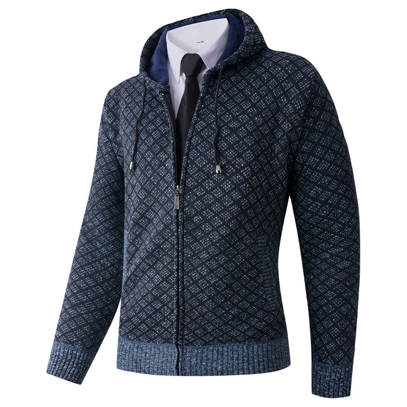 Herren elegante Kapuzenjacke mit strukturiertem Muster Echoarchiv