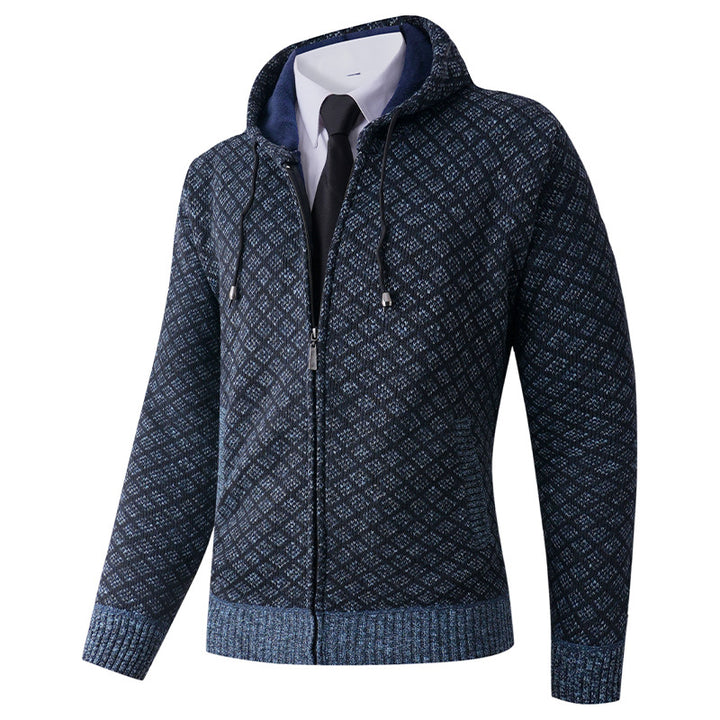Herren elegante Kapuzenjacke mit strukturiertem Muster Echoarchiv