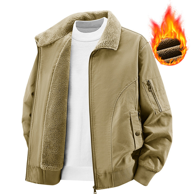 Herren Thermo-Bomberjacke im Vintage-Stil mit Teddyplüsch-Futter und Mehrfach-Taschen Echo Archiv