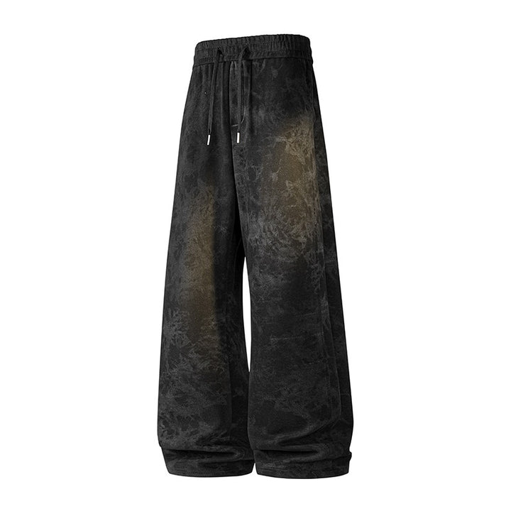 Damen Weite High-Waist Baggy-Sweathose mit Marmorier-Print, Kordelzug & elastischem Saum Echoarchiv