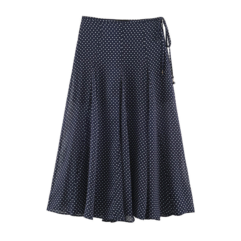 Damen Fließender A‑Linien Midirock mit Polka‑Dot‑Print und Bindeschleife Echo Archiv