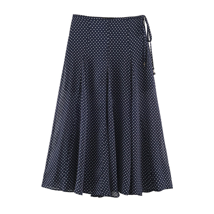 Damen Fließender A‑Linien Midirock mit Polka‑Dot‑Print und Bindeschleife Echo Archiv