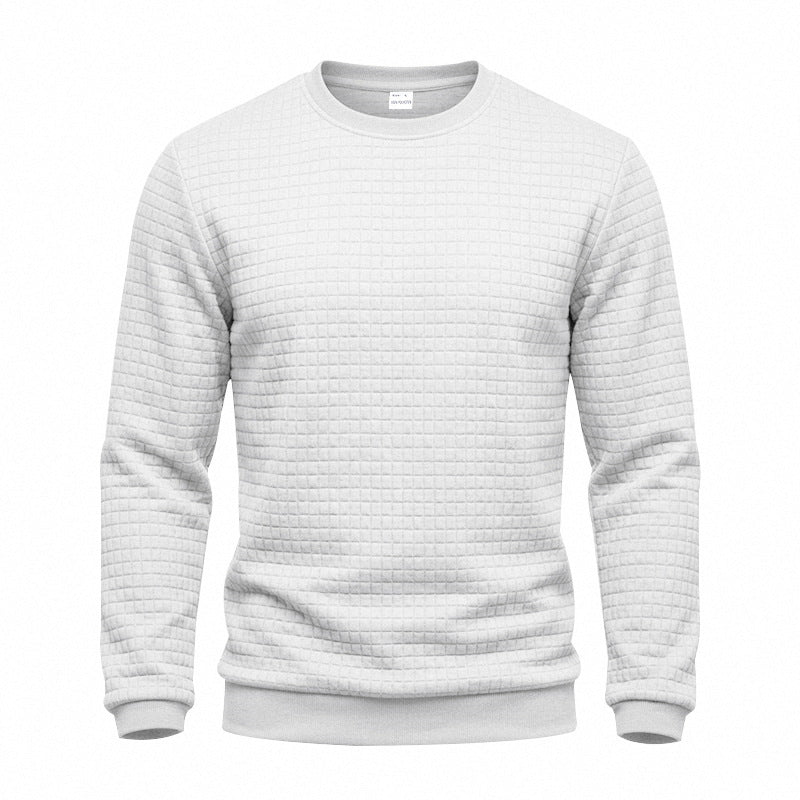 Herren Strukturiertes Rundhals-Sweatshirt mit Waffelstruktur und Rippbündchen Echoarchiv