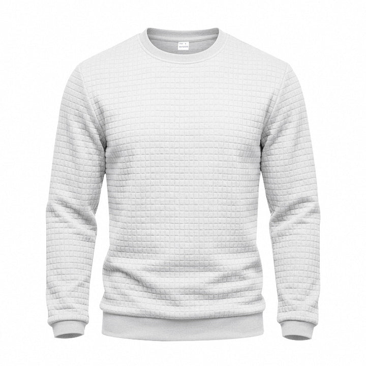Herren Strukturiertes Rundhals-Sweatshirt mit Waffelstruktur und Rippbündchen Echoarchiv
