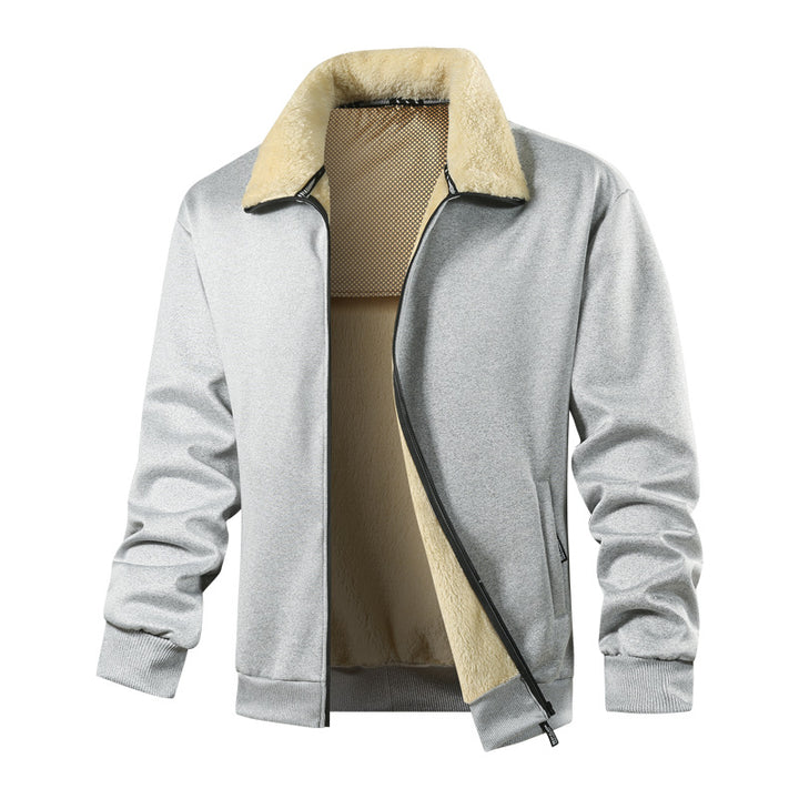 Herren Wattierte Teddyfleece-Bomberjacke mit Stehkragen & durchgehendem Reißverschluss Echoarchiv