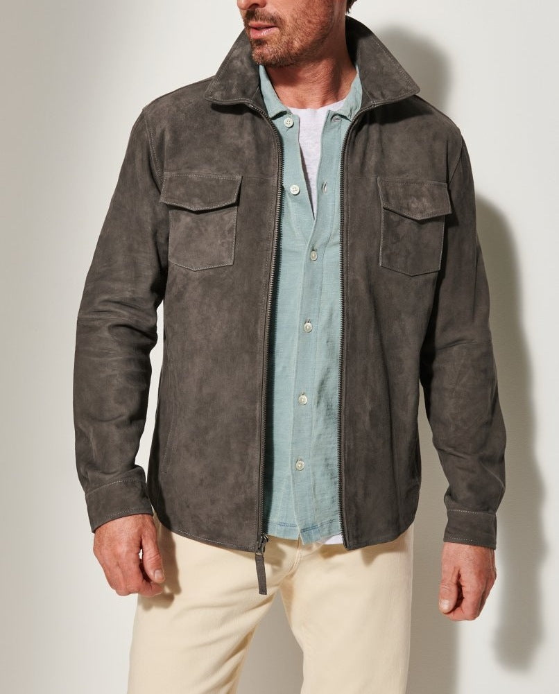 Herren elegante Wildlederjacke mit praktischen Brusttaschen Echoarchiv