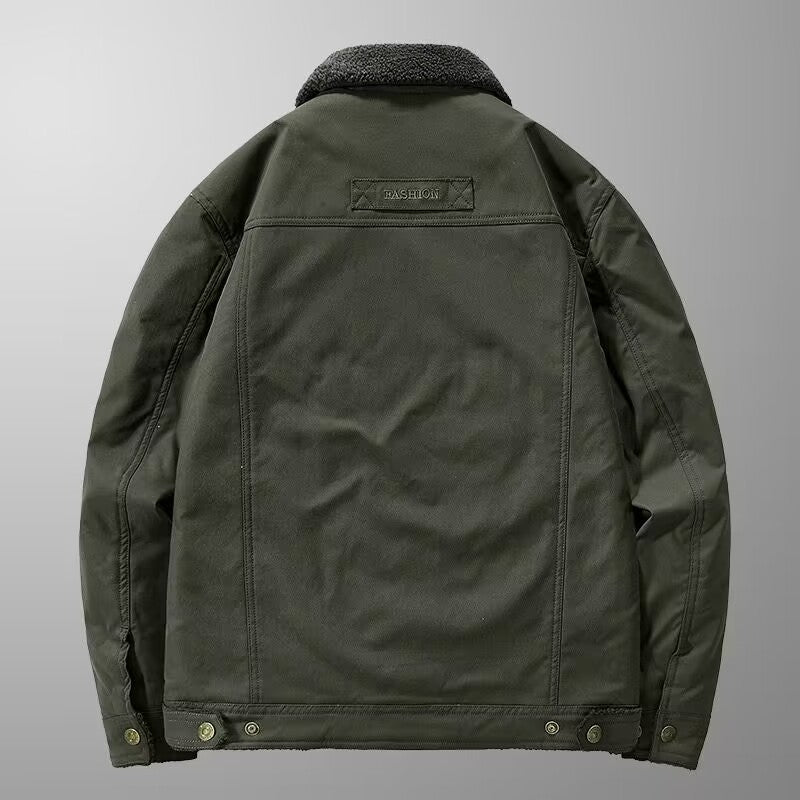 Herren Gefütterte Canvas-Arbeitsjacke mit Sherpa-Innenfutter und Hemdkragen Echoarchiv
