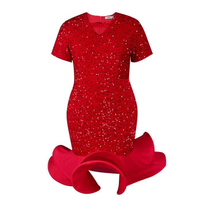 Damen glamouröses Abendkleid mit schimmernden Pailletten und voluminösem Saum Echo Archiv