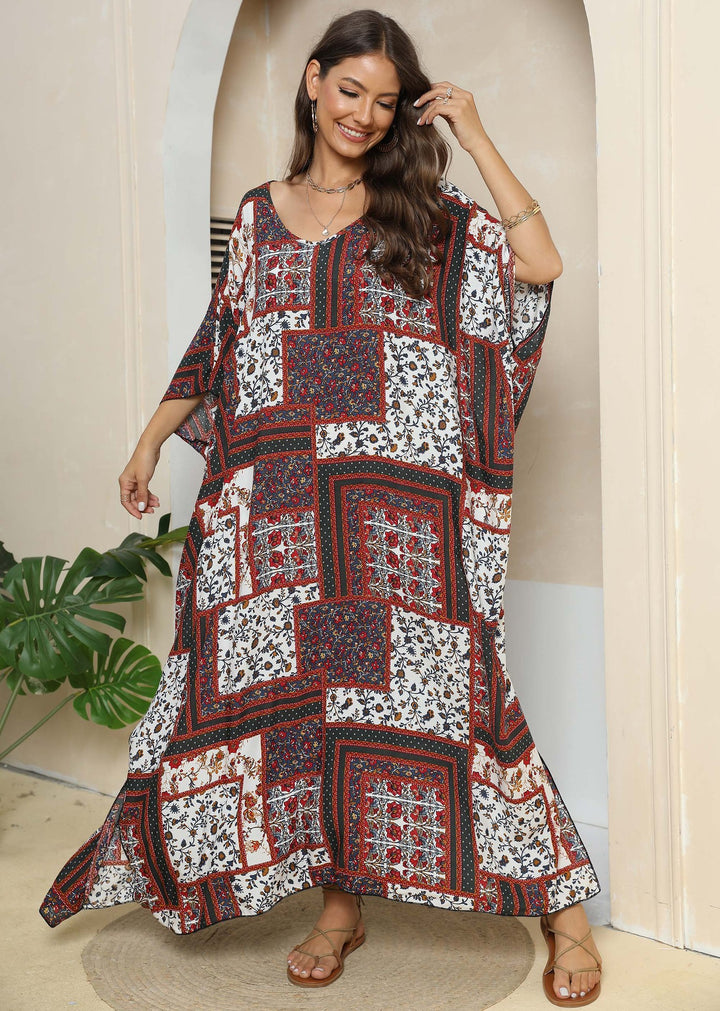 Damen lässiges Maxikleid im Patchwork-Design Echo Archiv