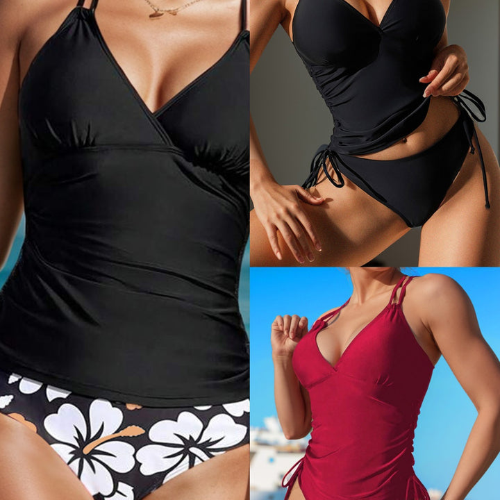 Damen Tankini-Oberteil mit verstellbaren Trägern und seitlichen Raffungselementen Echo Archiv