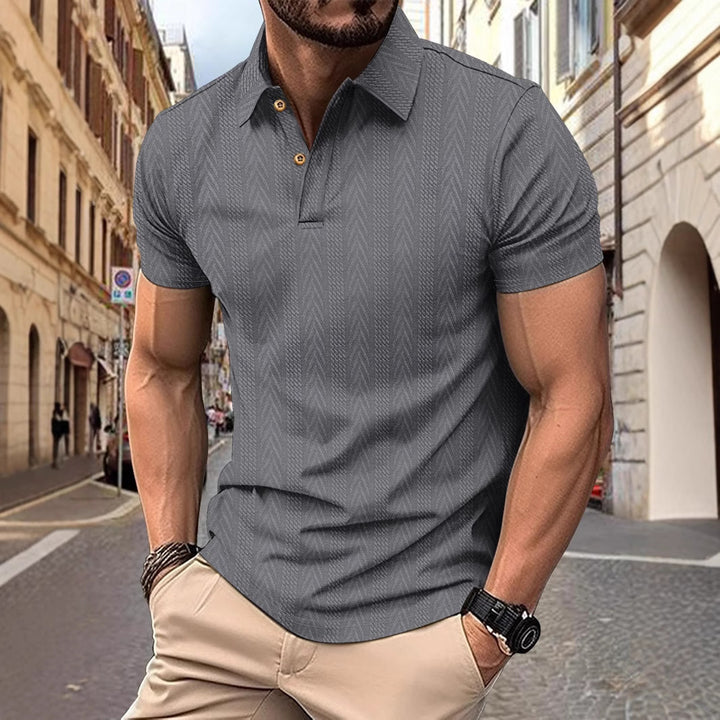 Herren Kurzarm Poloshirt mit strukturiertem Design und eleganter Knopfleiste Echoarchiv