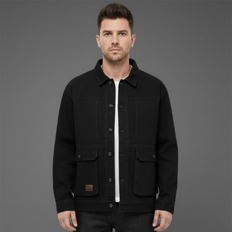Herren Canvas-Utility Overshirt mit großen Pattentaschen und entspanntem Schnitt Echo Archiv