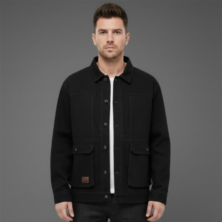 Herren Canvas-Utility Overshirt mit großen Pattentaschen und entspanntem Schnitt Echo Archiv