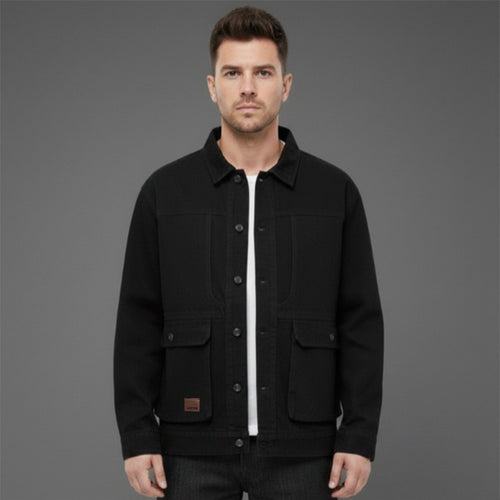 Herren Canvas-Utility Overshirt mit großen Pattentaschen und entspanntem Schnitt Echo Archiv