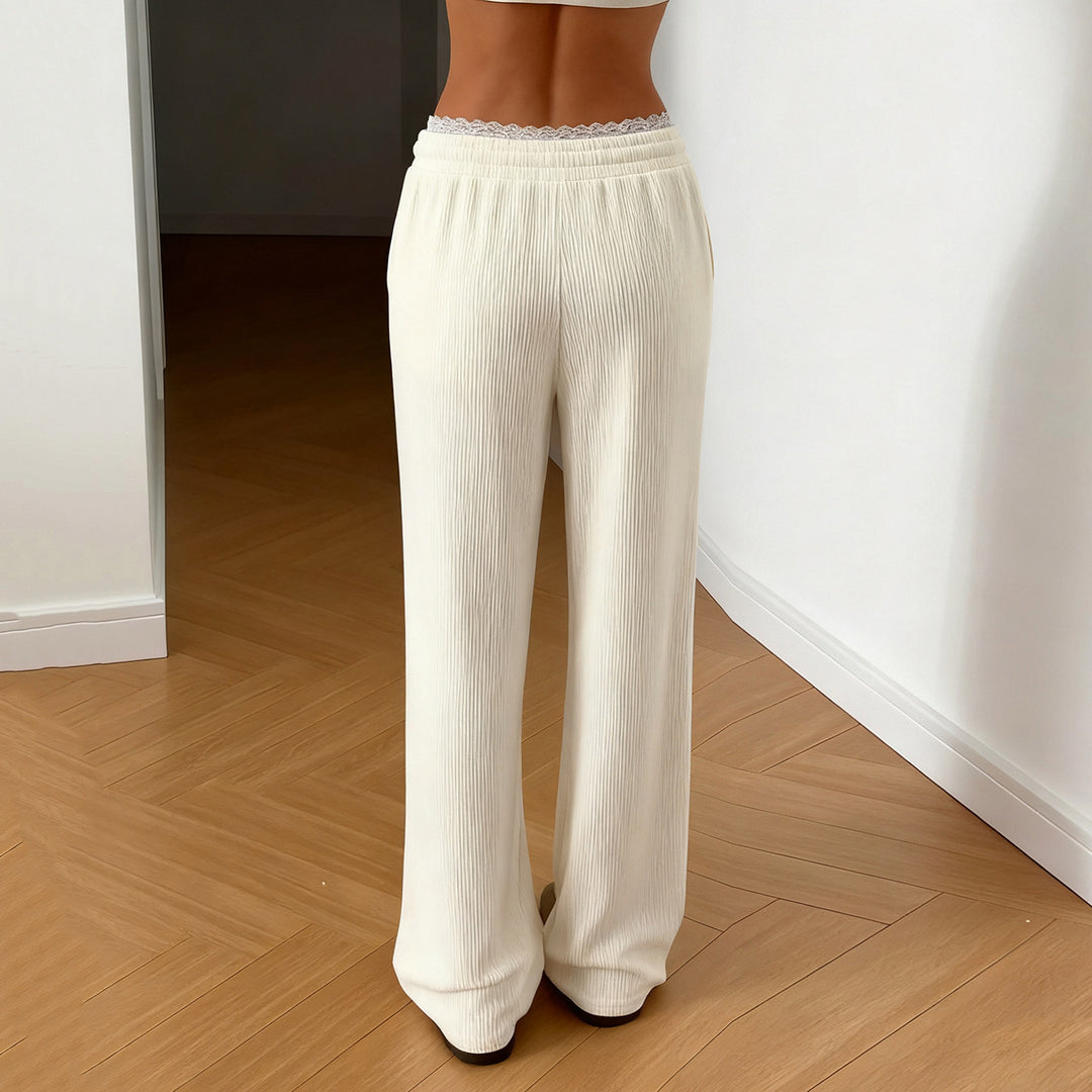 Damen Flared-Loungehose mit elastischem Bund und Bindebändern Echo Archiv