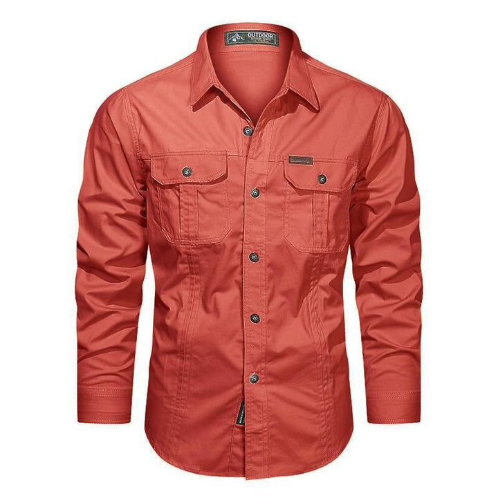 Herren nan robustes langärmeliges Outdoorhemd mit doppelten Brusttaschen und Button-Front Echo Archiv