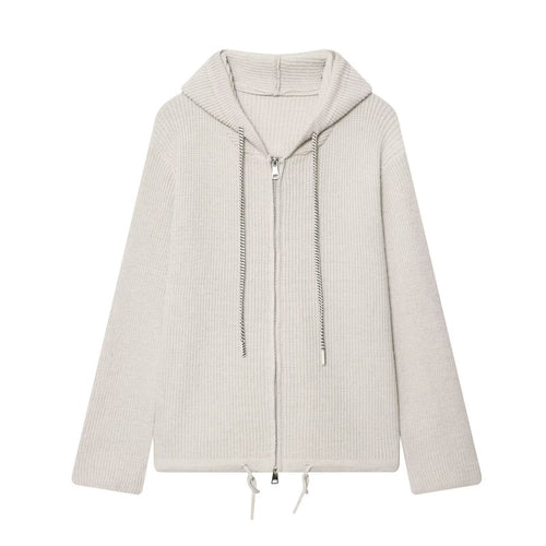 Damen Grobstrick-Kapuzenjacke mit Reißverschluss und Kordelzug Echo Archiv