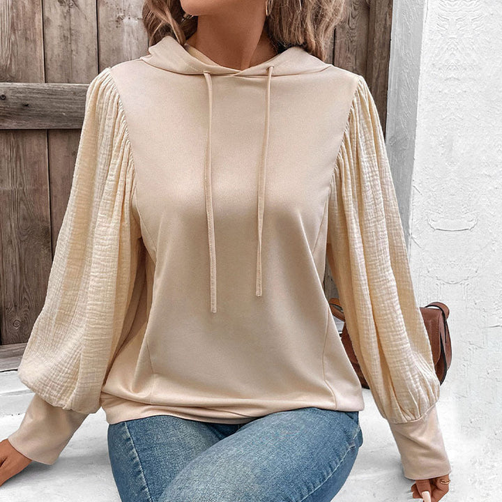 Damen Kapuzenpullover mit Ballonärmeln und Musselin-Einsatz Echoarchiv