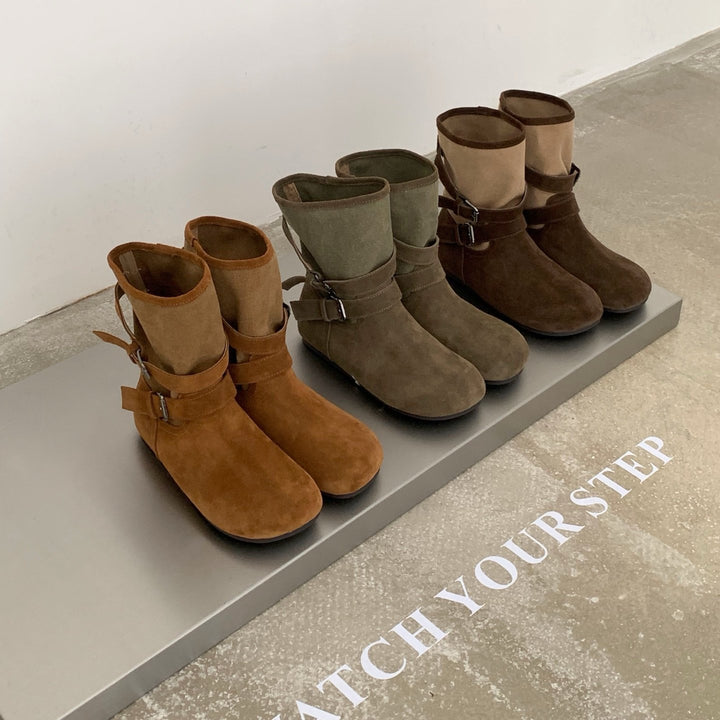 Damen Komfortable Stiefeletten mit dekorativen Riemen Echo Archiv