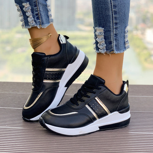 Damen nan City-Sneaker mit gedämpfter Keilsohle, gepolstertem Komfortfußbett und eleganten Metallic-Details Echo Archiv