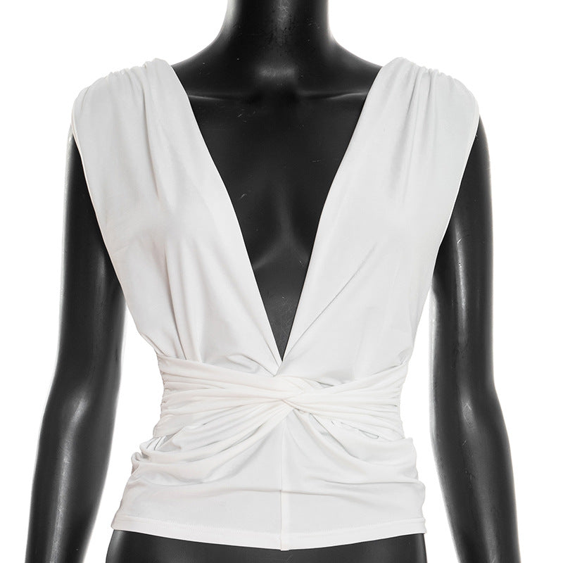 Damen Wickeloberteil mit tiefem V-Ausschnitt und elegantem Knotendetail Echo Archiv