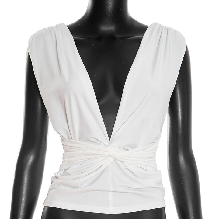 Damen Wickeloberteil mit tiefem V-Ausschnitt und elegantem Knotendetail Echo Archiv